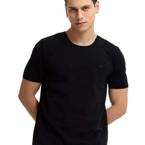 TURMS Men's Anti-Stain Casual Solid Round Neck T-Shirt, Anti-Odor & Water Repellent, Stretchable & Breathable, Cotton Rich Fabric, Half Sleeve
