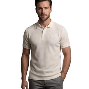Bull Clothing Men’s Premium Textured Polo T-Shirt, Slim Fit Half Sleeve Collared Tee, Breathable Stretch Fabric, Solid Casual & Smart Wear Polo for Men