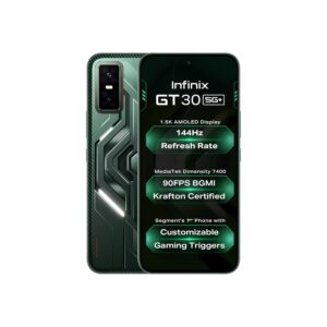 Infinix GT 30 5G+ (Pulse Green, 8GB RAM, 256GB Storage) | Cyber Mecha Deisgn with LED Lights | 90FPS on BGMI | 1.5K 144Hz AMOLED Display | Segment's 1st Gaming Triggers | 64MP Sony Camera | Infinix AI